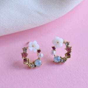 Korean Floral Pearl Earrings