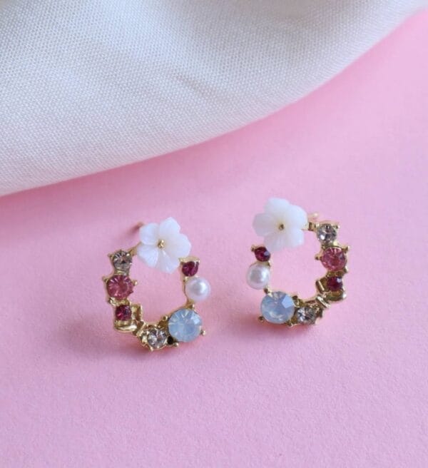 Korean Floral Pearl Earrings