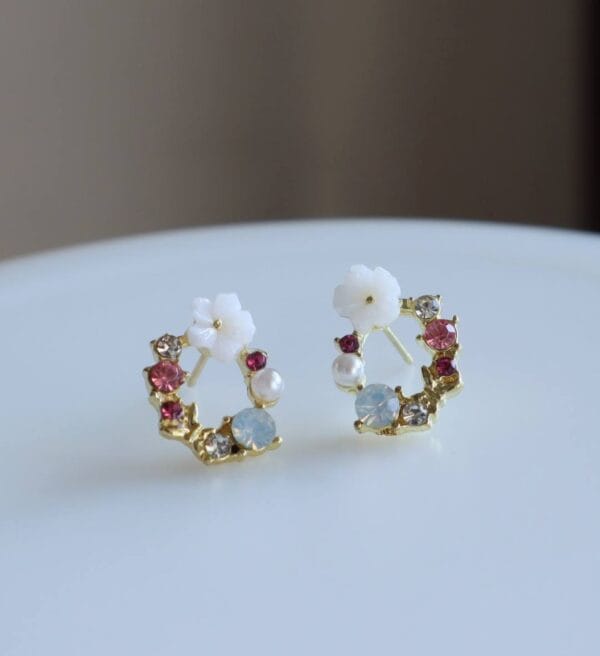 Korean Floral Pearl Earrings
