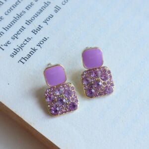 Purple Crystal Stud Earrings