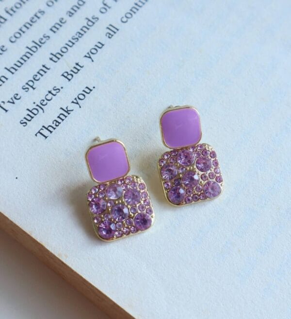 Purple Crystal Stud Earrings