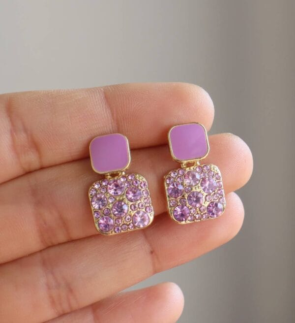 Purple Crystal Stud Earrings