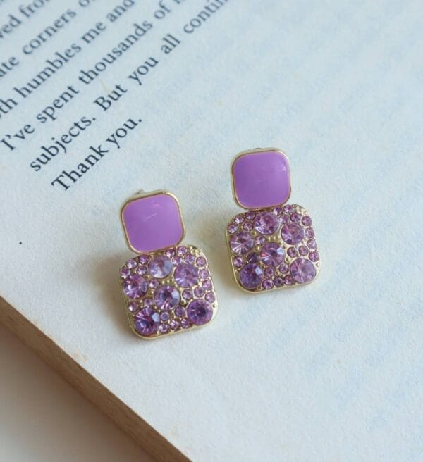 Purple Crystal Stud Earrings