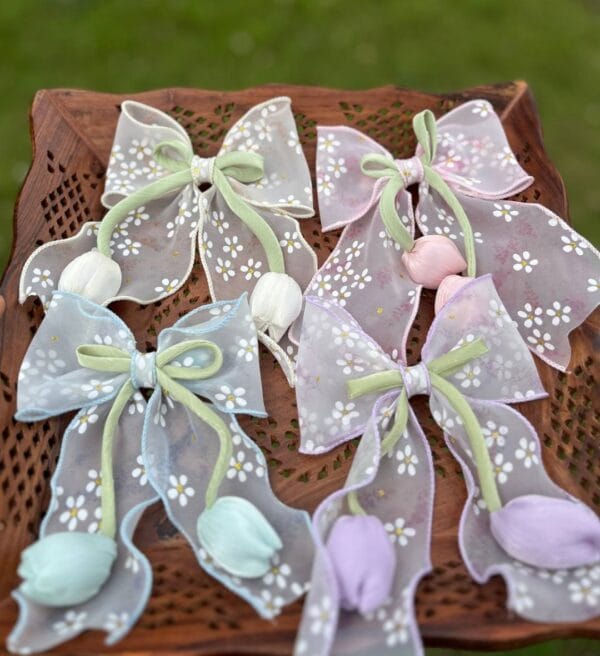 Pastel Tulip Bow Hair Clip