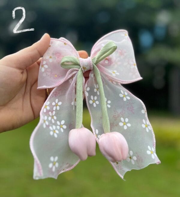 Pastel Tulip Bow Hair Clip