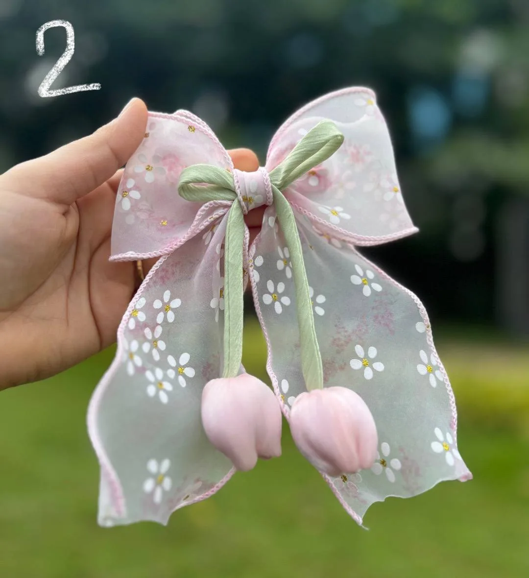 Pastel Tulip Bow Hair Clip
