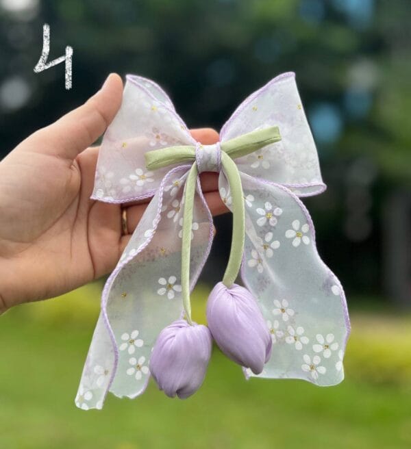 Pastel Tulip Bow Hair Clip
