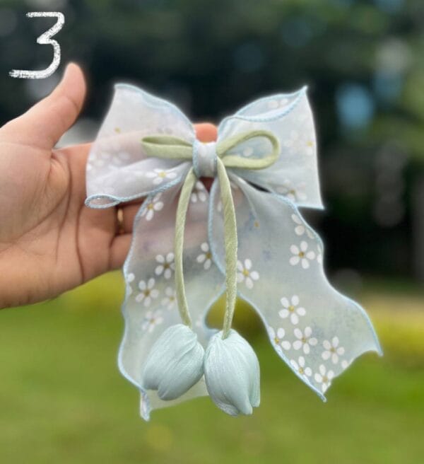 Pastel Tulip Bow Hair Clip