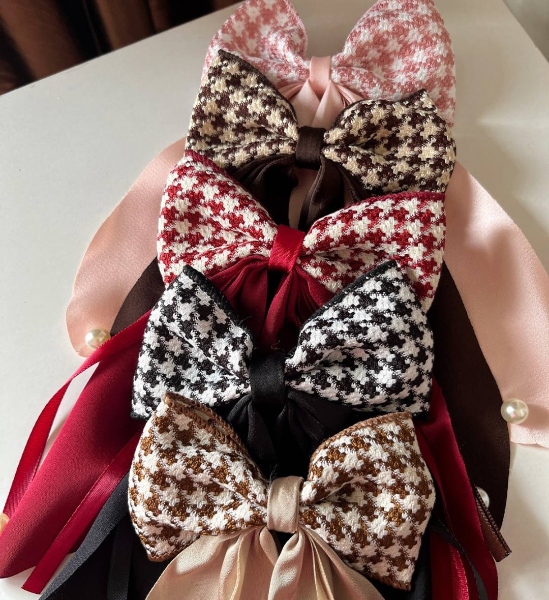 Vintage-Inspired Tweed Bow Clips