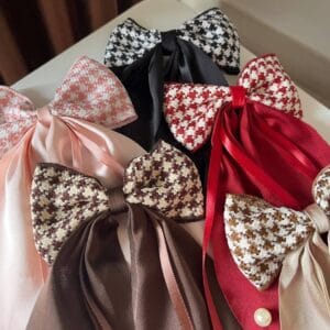 Vintage-Inspired Tweed Bow Clips