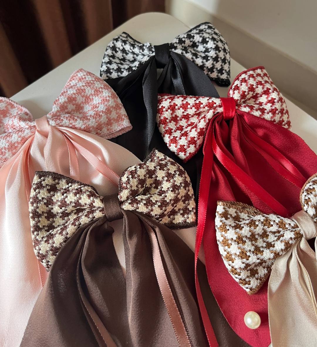 Vintage-Inspired Tweed Bow Clips
