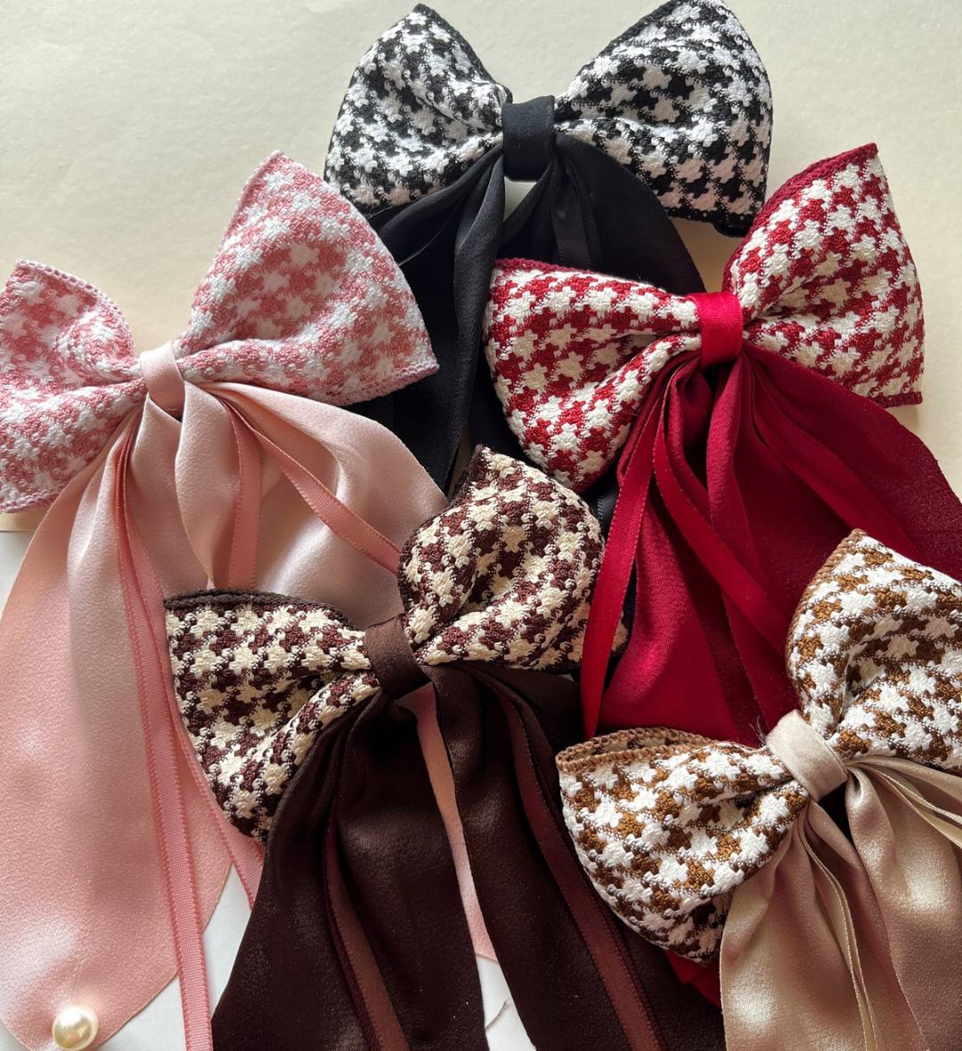 Vintage-Inspired Tweed Bow Clips