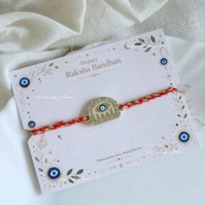 Traditional Red & Gold Evil Eye Rakhi
