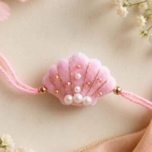 Handmade Pink Pearl Shell Rakhi