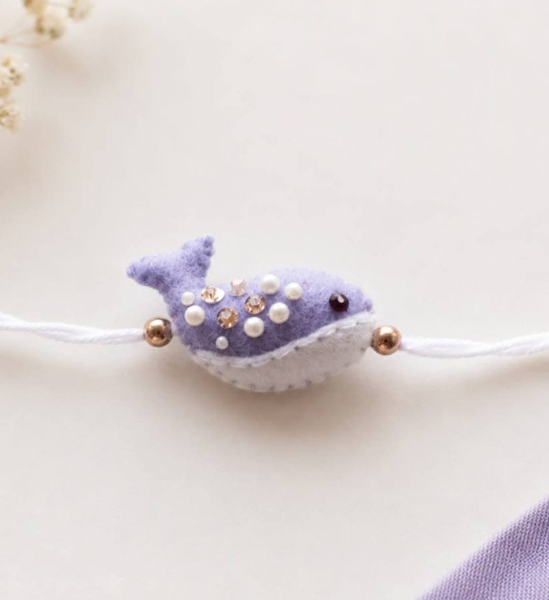 Handmade Lavender Whale Rakhi