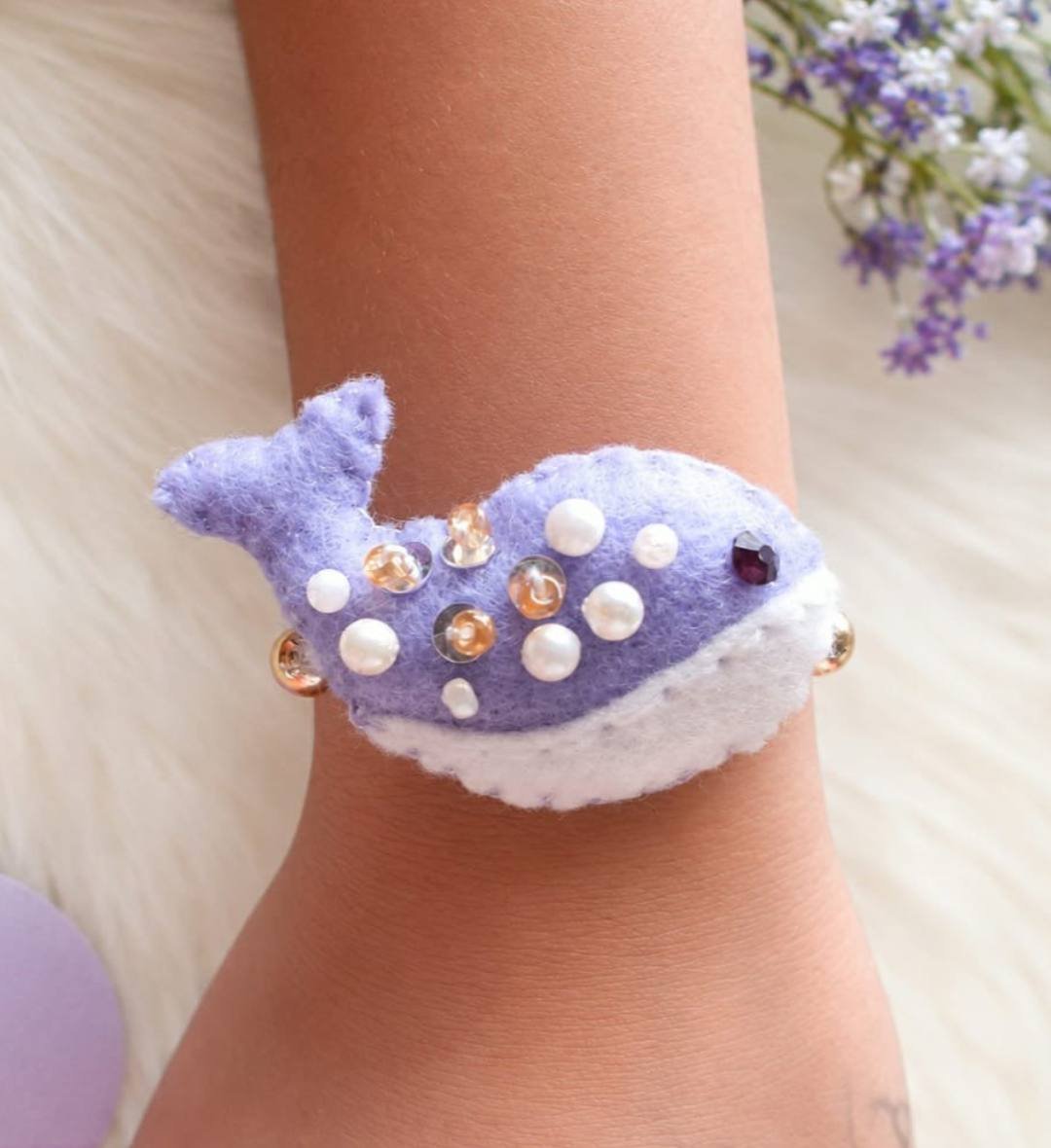 Handmade Lavender Whale Rakhi