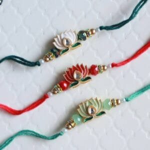 Elegant Lotus Kundan Rakhi