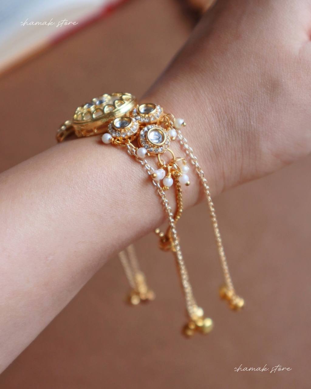 Designer Kashmiri Style Kundan Bracelet Rakhi