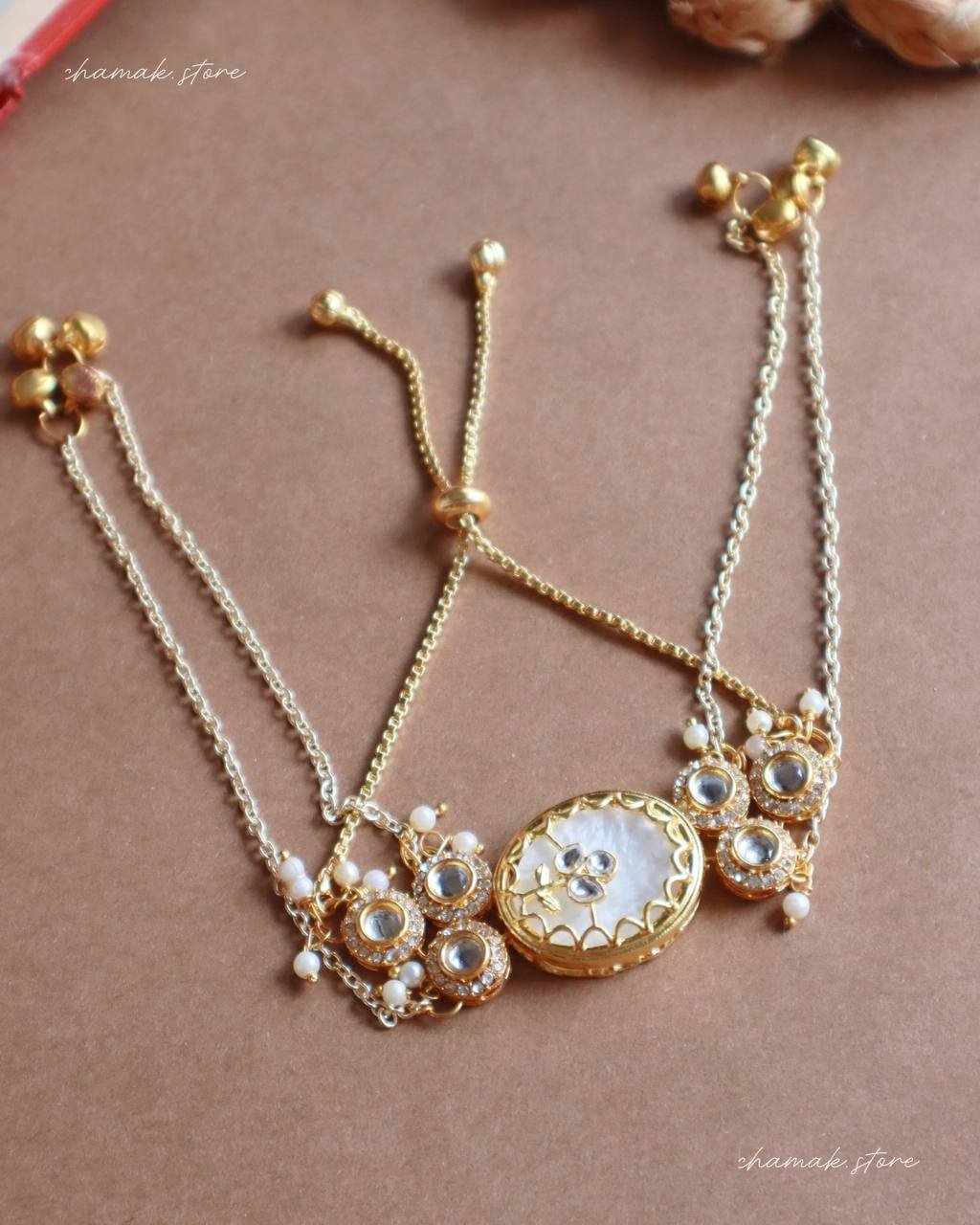 Designer Kashmiri Style Kundan Bracelet Rakhi