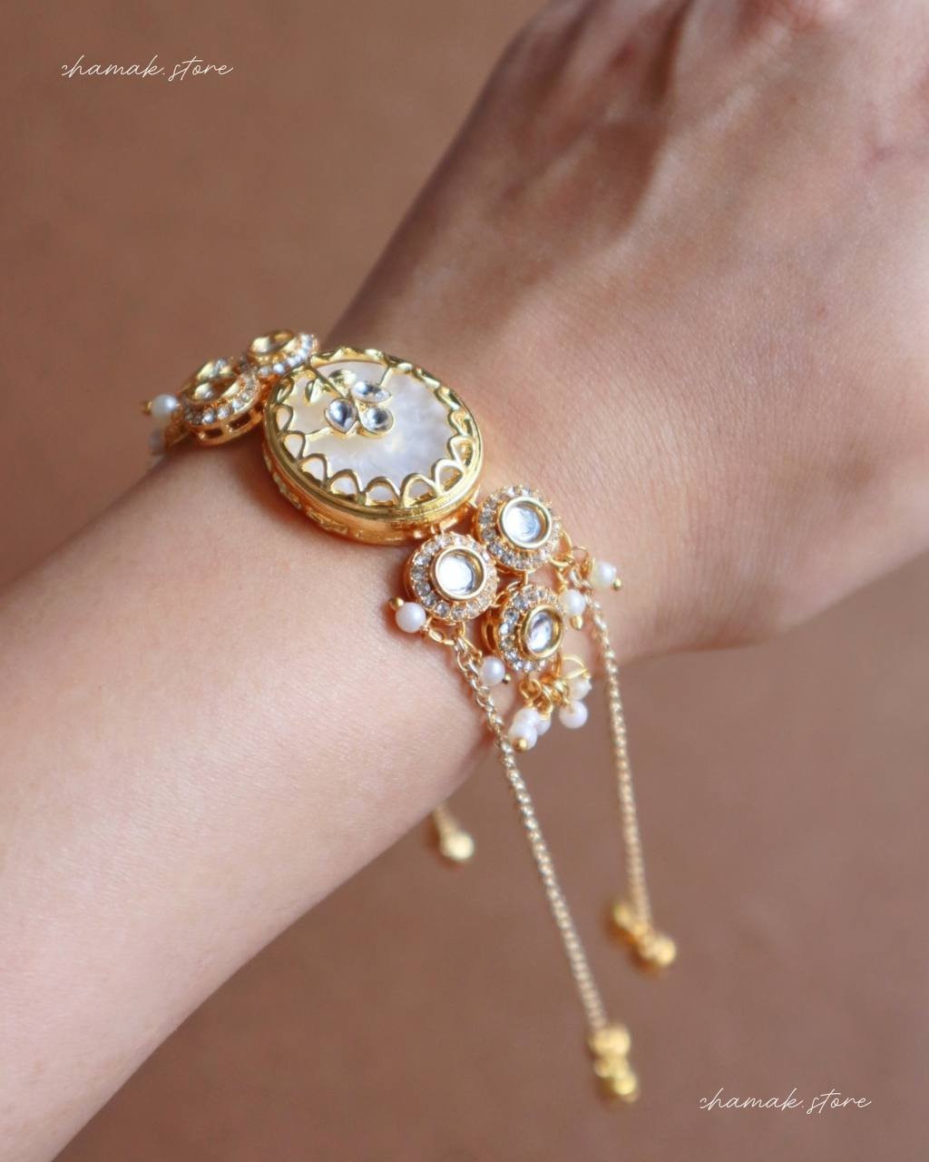 Designer Kashmiri Style Kundan Bracelet Rakhi