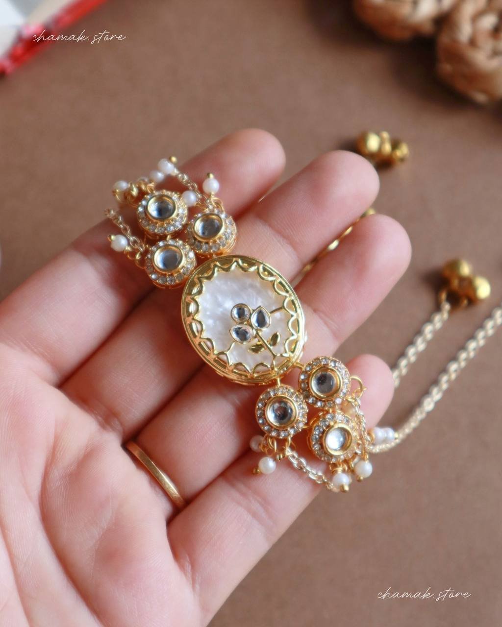 Designer Kashmiri Style Kundan Bracelet Rakhi